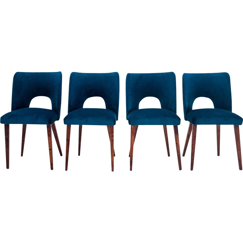 4 mid-century chairs in navy blue 1960s