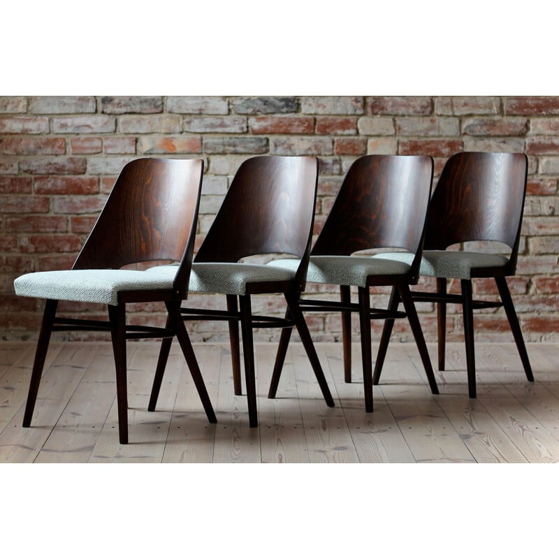Set van 4 vintage stoelen van R. Hofman voor TON, model 514, New Sahco 1960