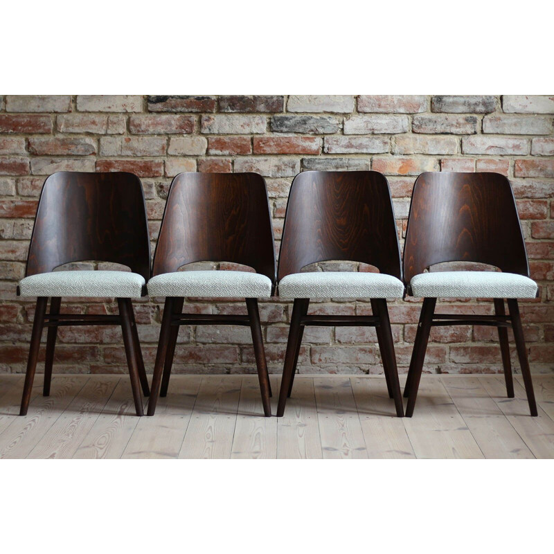 Set of 4 Dining Chairs vintage by R. Hofman for TON, Model 514, New Sahco 1960s