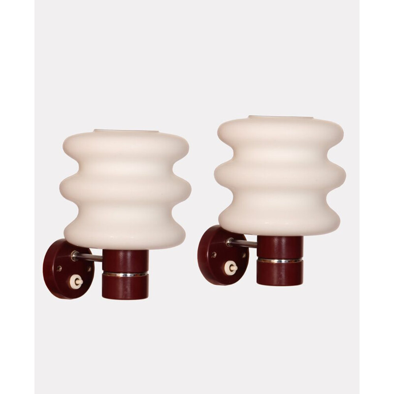 Pair of vintage glass sconces by Napako, 1970