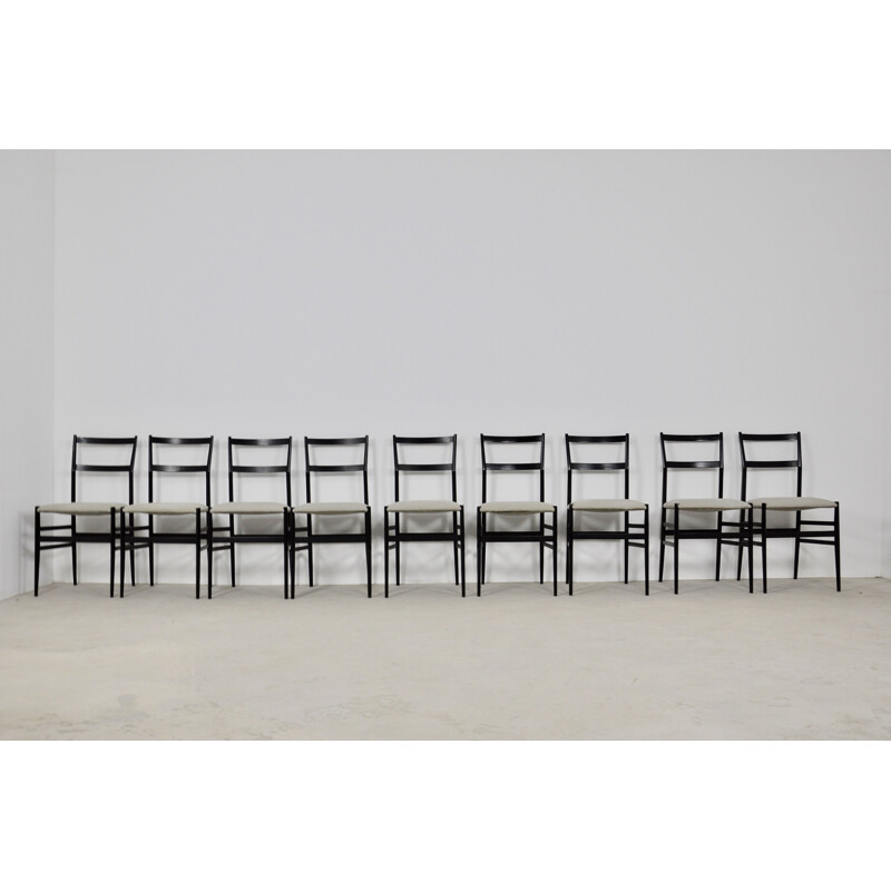 Lot de 9 chaises vintage Superleggera de Gio Ponti pour Cassina 1950