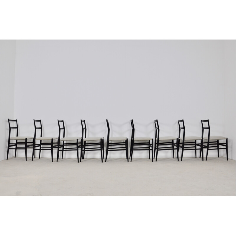 Set of 9 vintage Superleggera chairs by Gio Ponti for Cassina 1950