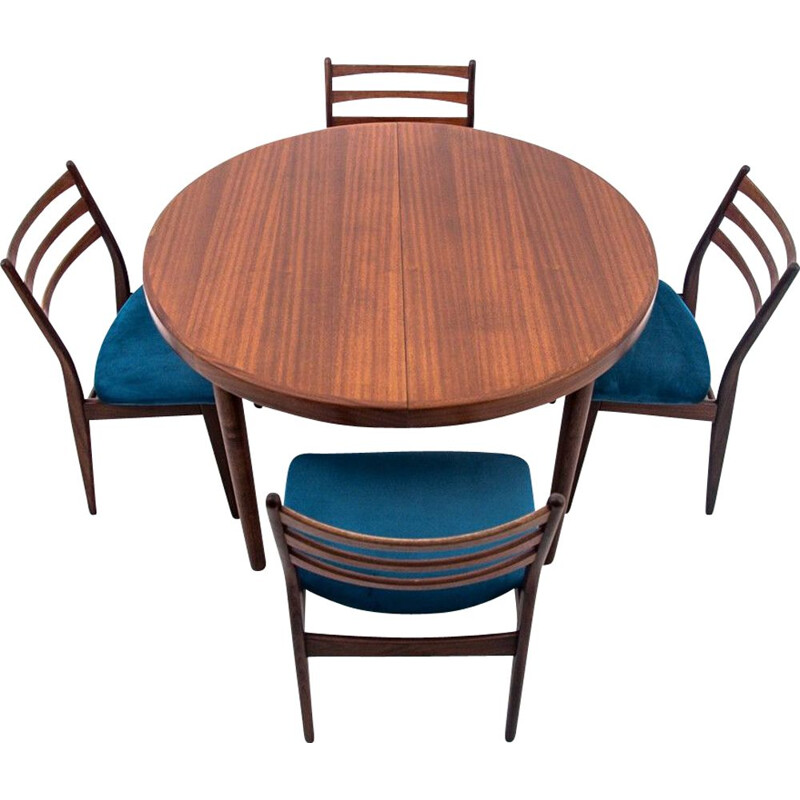 Ensemble de 4 tables à manger vintage avec 4 chaises, danois 1960