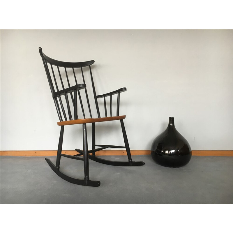 Rocking chair vintage en teck - 1960