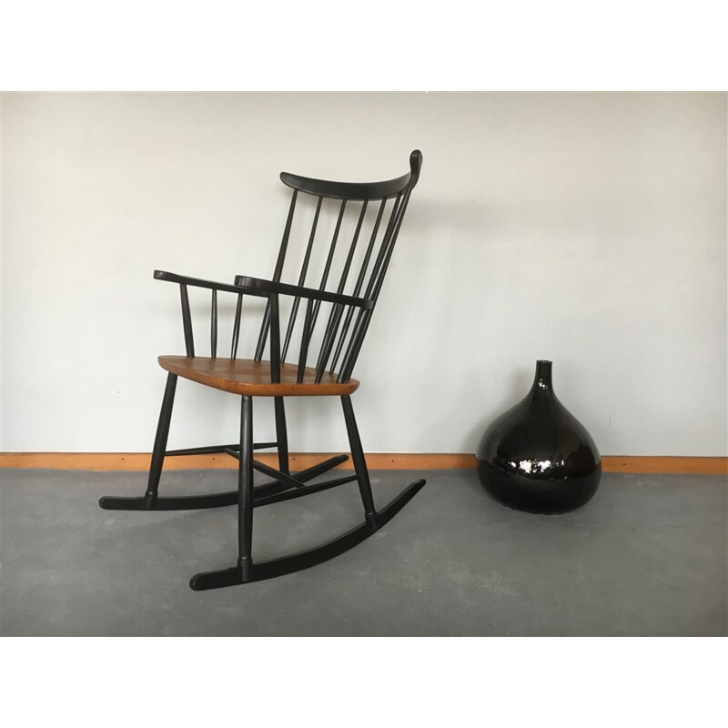 Rocking chair vintage en teck - 1960