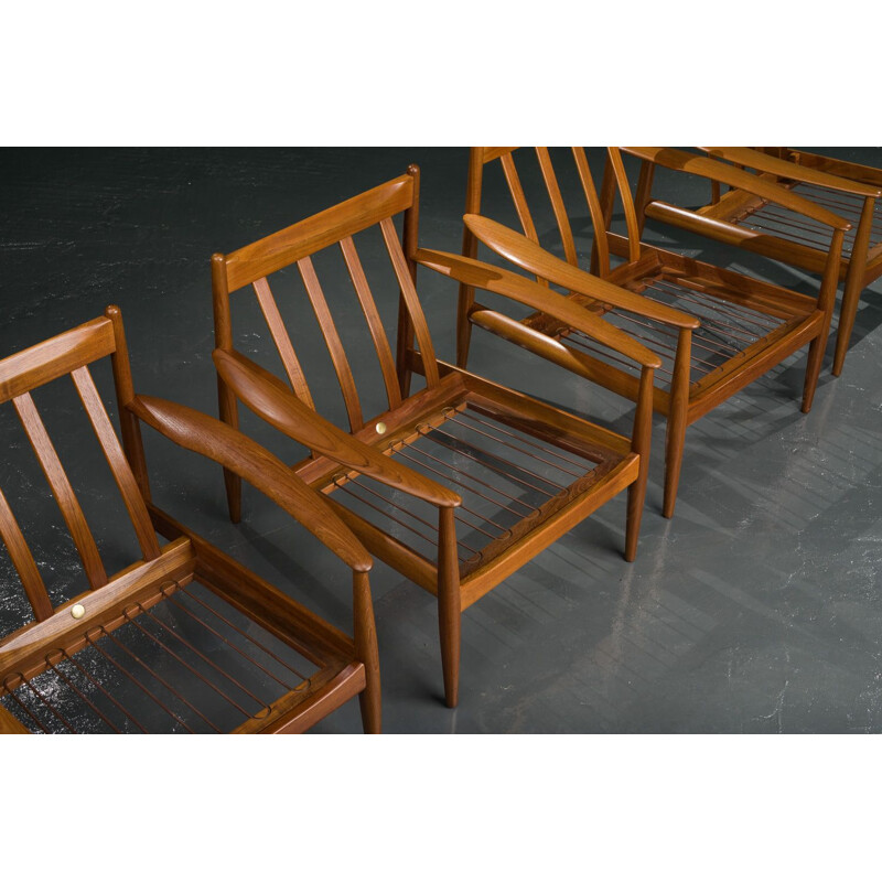 Set of 4 vintage teak lounge armchairs by Grete Jalk for France & Søn, Denmark 1960