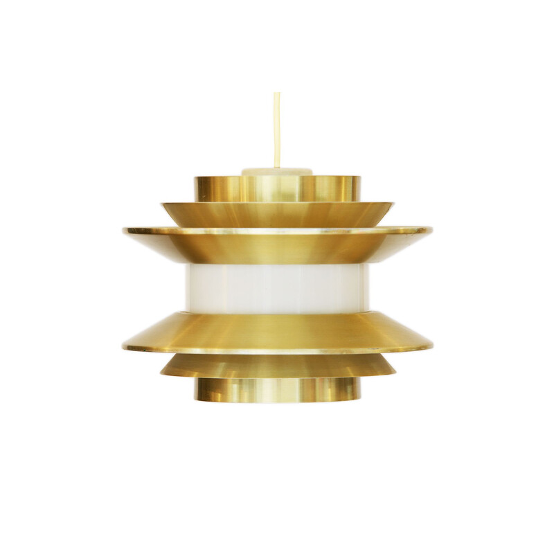 Vintage gold aluminium Trava pendant lamp by Carl Thore for Granhaga Metallindustri, Sweden 1970