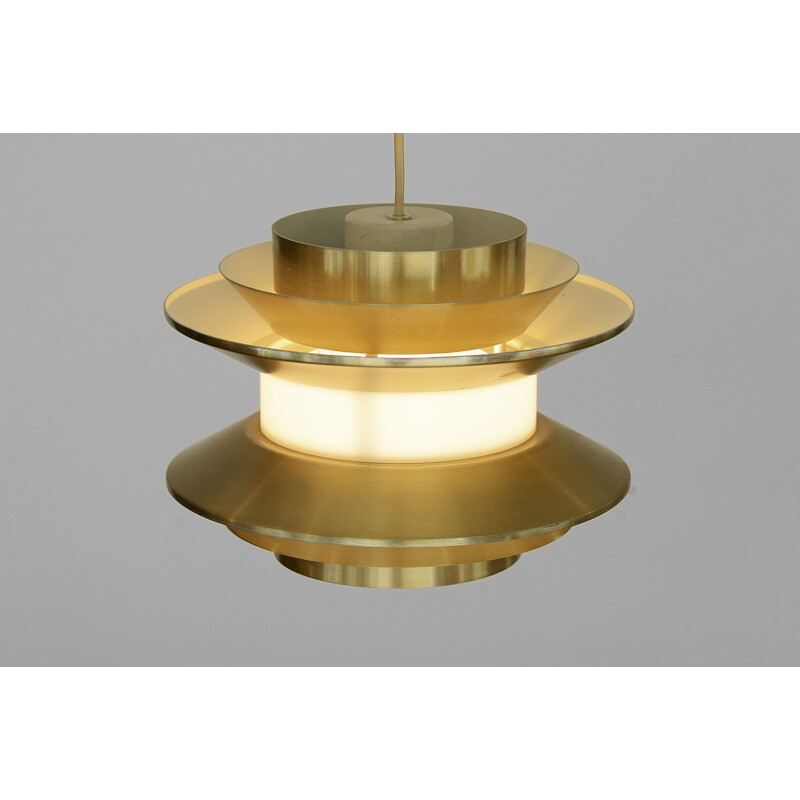 Vintage gold aluminium Trava pendant lamp by Carl Thore for Granhaga Metallindustri, Sweden 1970