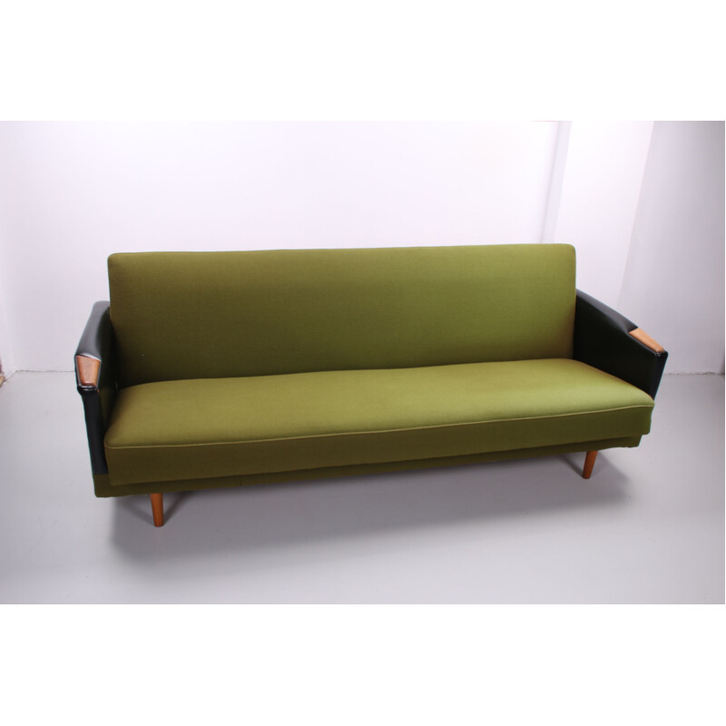  Vintage green sofa bed, Scandinavia 1960