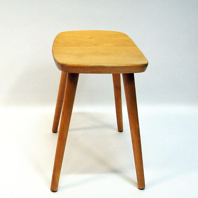 Vintage birch stool Palle by Yngve Ekström for Stolab, Sweden 1950