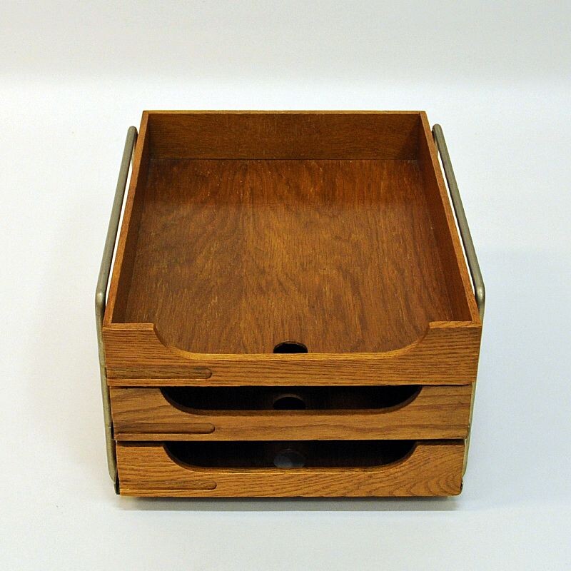 Archives de bureau vintage en chêne, scandinave 1940