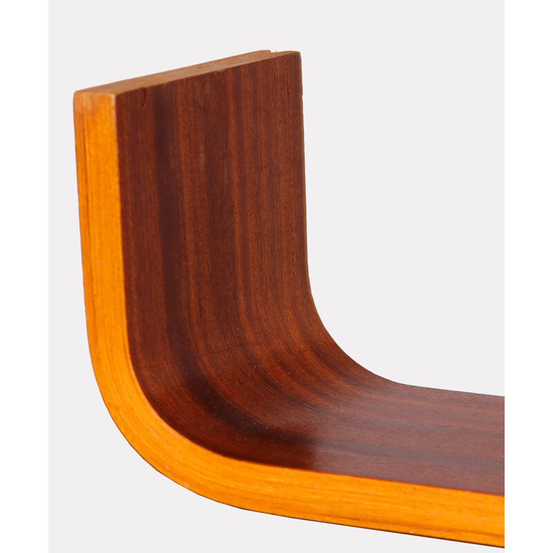 Vintage mahogany wall shelf by Ludvik Volak for Drevopodnik Holesov, 1960