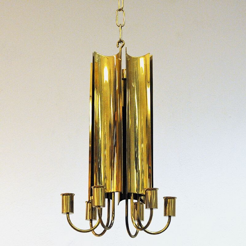 Vintage brass pendant lamp from Pierre Forsell for Skultuna, Sweden 1960