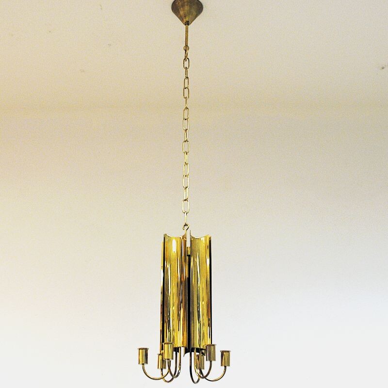 Vintage brass pendant lamp from Pierre Forsell for Skultuna, Sweden 1960