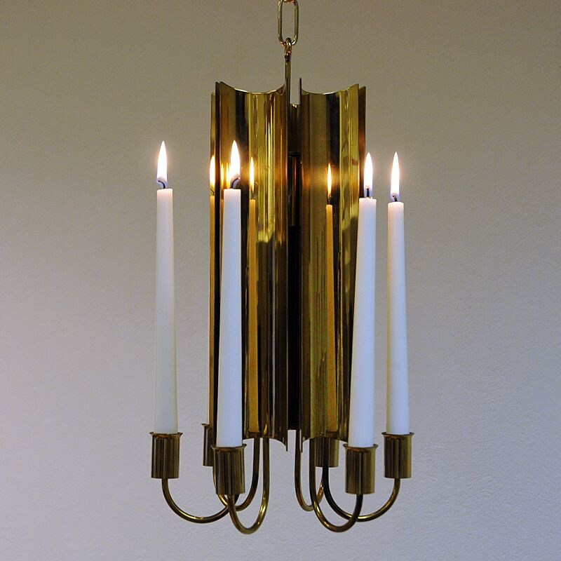 Vintage brass pendant lamp from Pierre Forsell for Skultuna, Sweden 1960