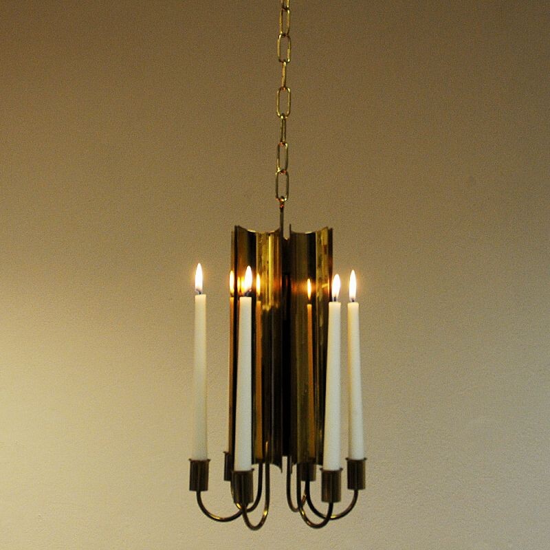 Vintage brass pendant lamp from Pierre Forsell for Skultuna, Sweden 1960