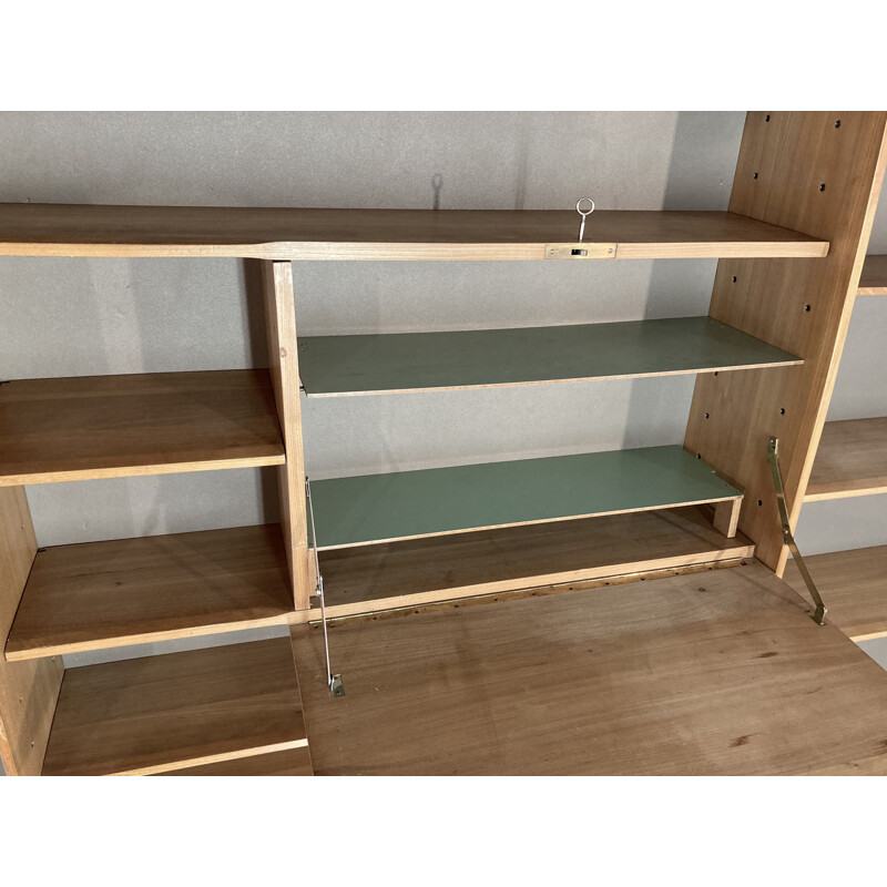 Large oak modular vintage shelf 1950's