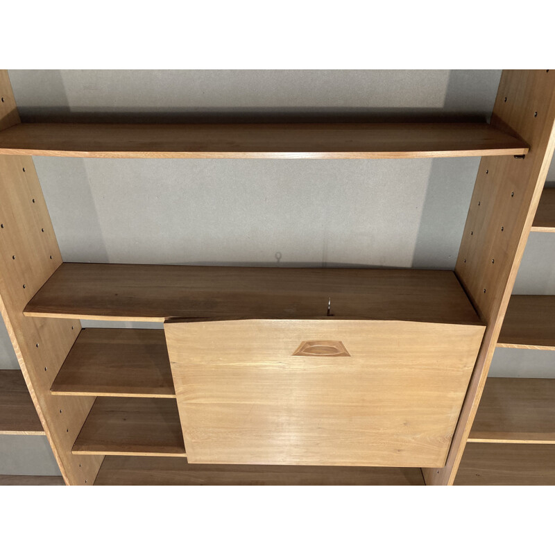 Large oak modular vintage shelf 1950's