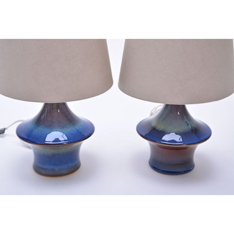 Pair of vintage blue lamps by Soholm, Denmark
