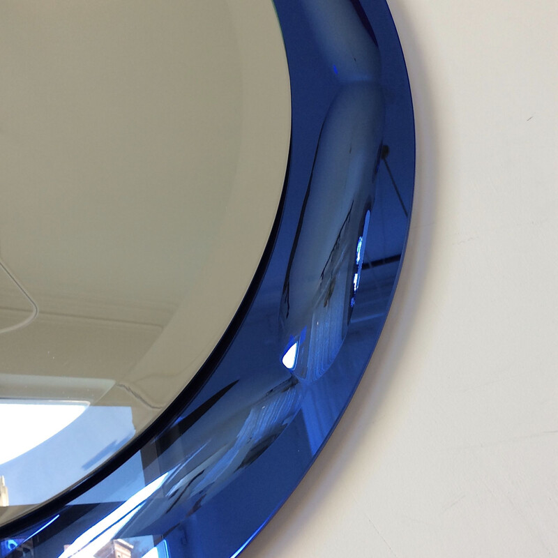 Vintage blue oval mirror by Antonio Lupi, Italy 1960