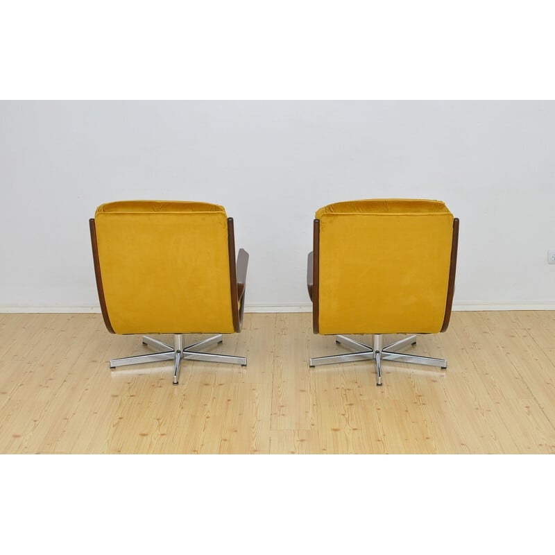 Paire de fauteuils pivotants vintage en velours 1960