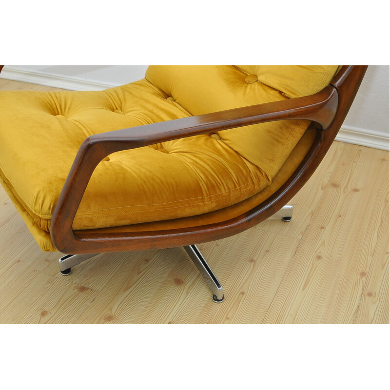 Paire de fauteuils pivotants vintage en velours 1960