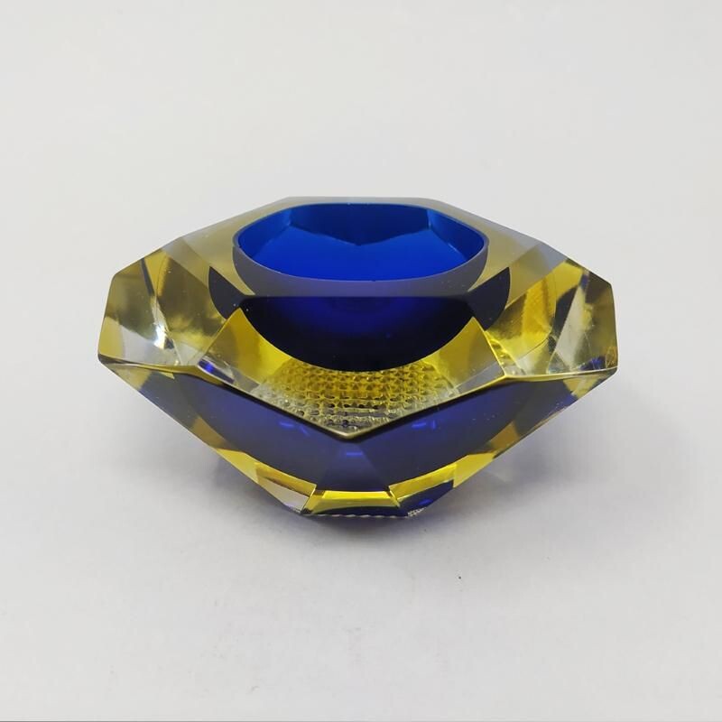 Vintage blue ashtray by Flavio Poli for Seguso 1960