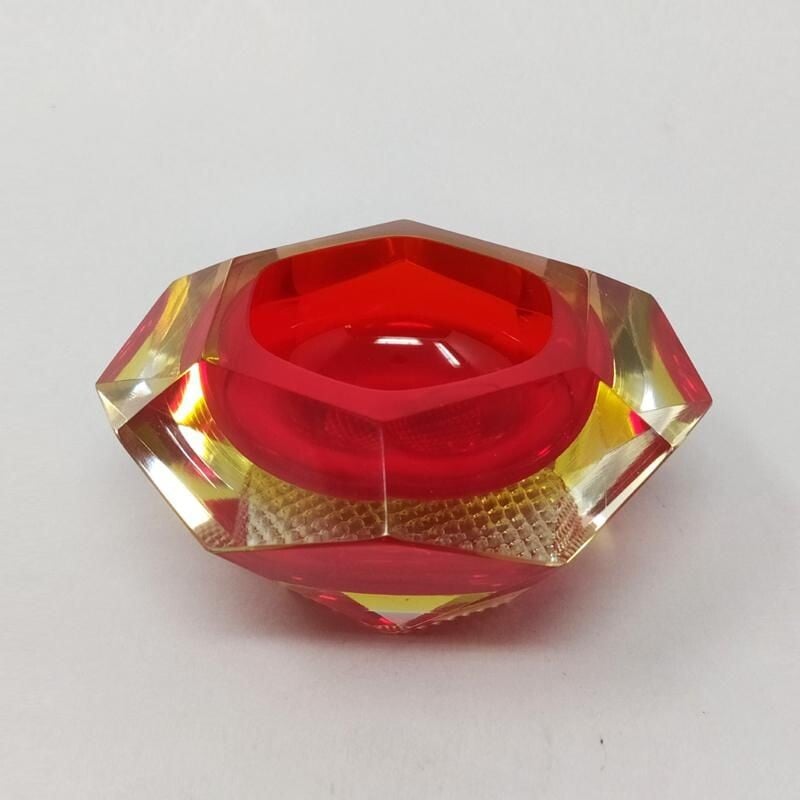 Vintage red ashtray from Flavio Poli for Seguso 1960