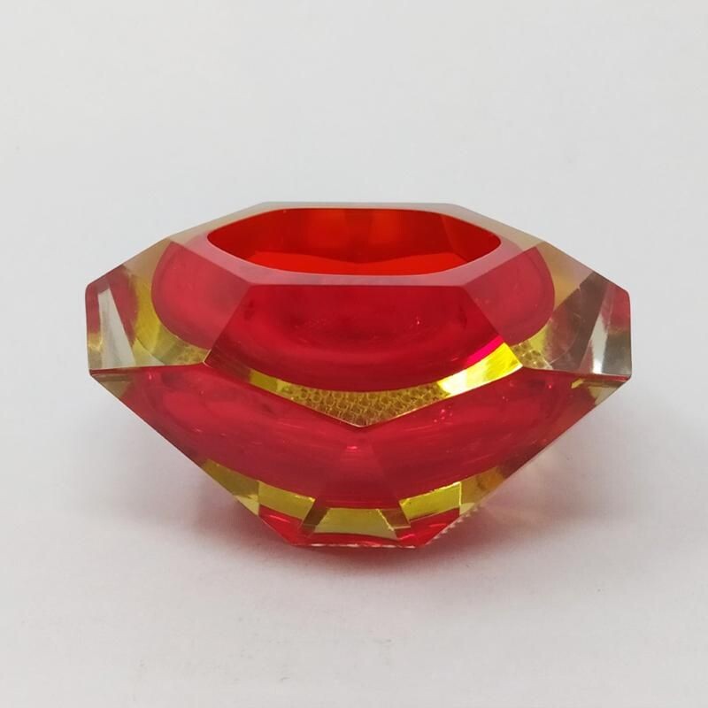 Vintage red ashtray from Flavio Poli for Seguso 1960