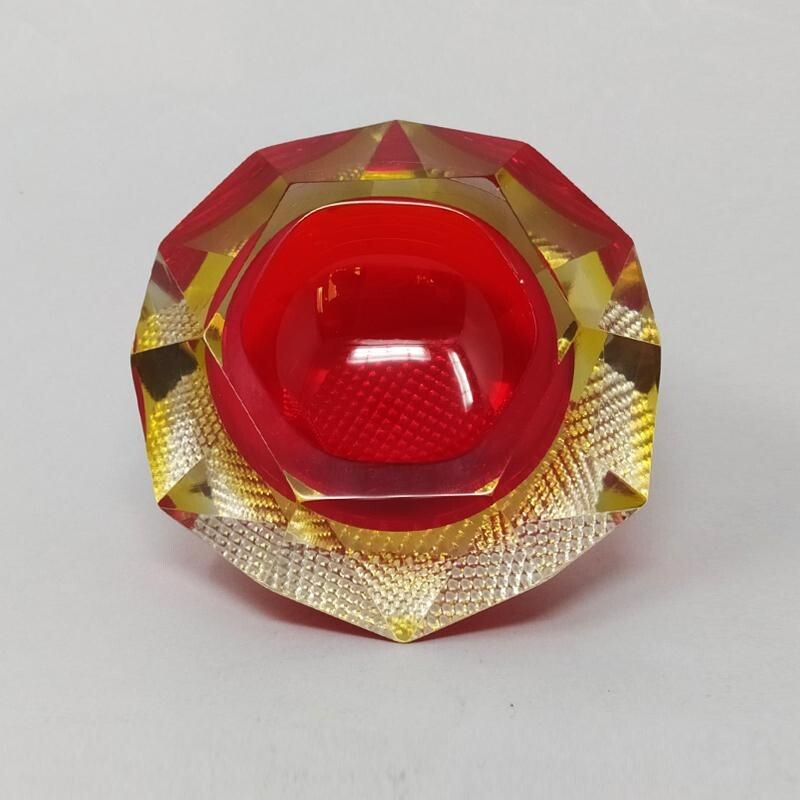 Vintage red ashtray from Flavio Poli for Seguso 1960