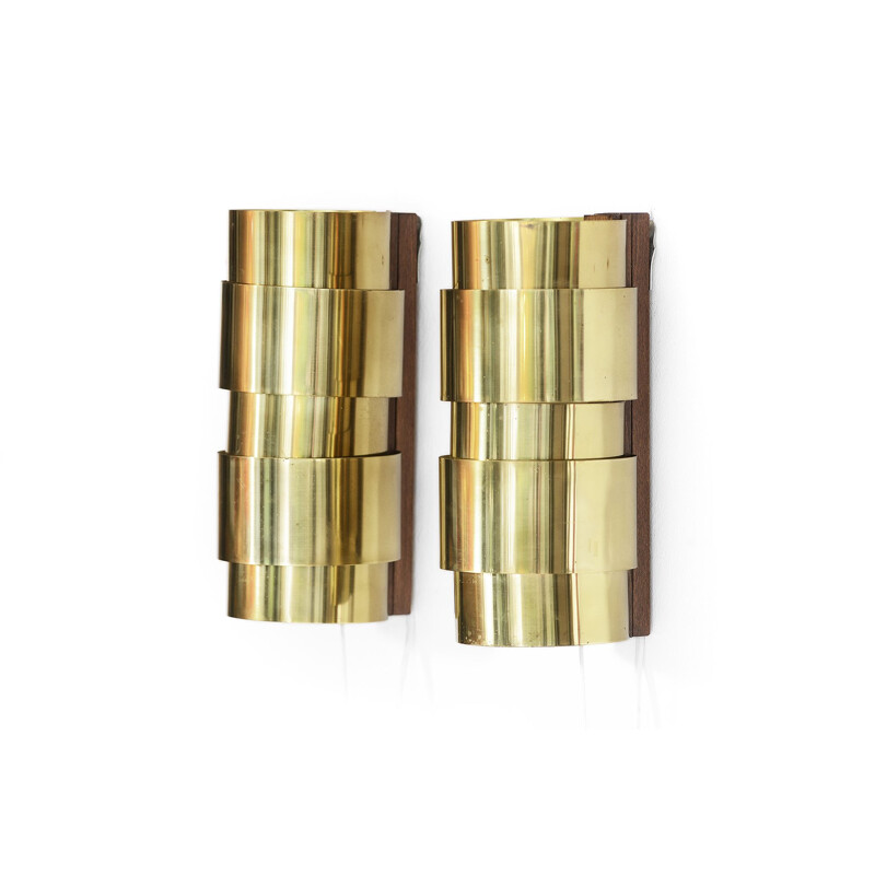 Pair of vintage brass sconces by Hans-Agne Jakobsson for H-A Jakobson Markary AB, Sweden 1960