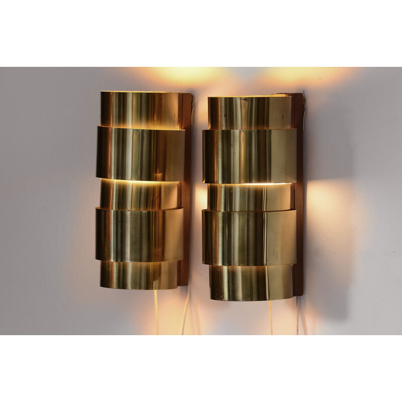 Pair of vintage brass sconces by Hans-Agne Jakobsson for H-A Jakobson Markary AB, Sweden 1960