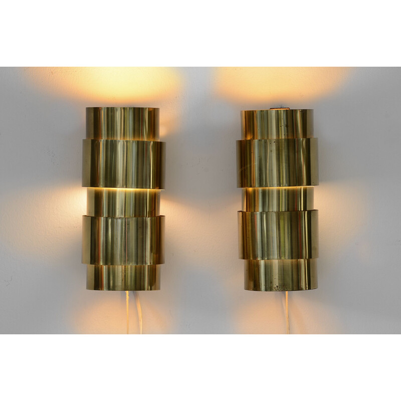 Pair of vintage brass sconces by Hans-Agne Jakobsson for H-A Jakobson Markary AB, Sweden 1960