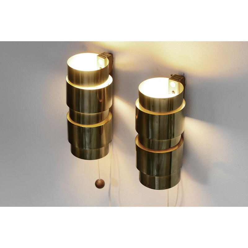 Pair of vintage brass sconces by Hans-Agne Jakobsson for H-A Jakobson Markary AB, Sweden 1960