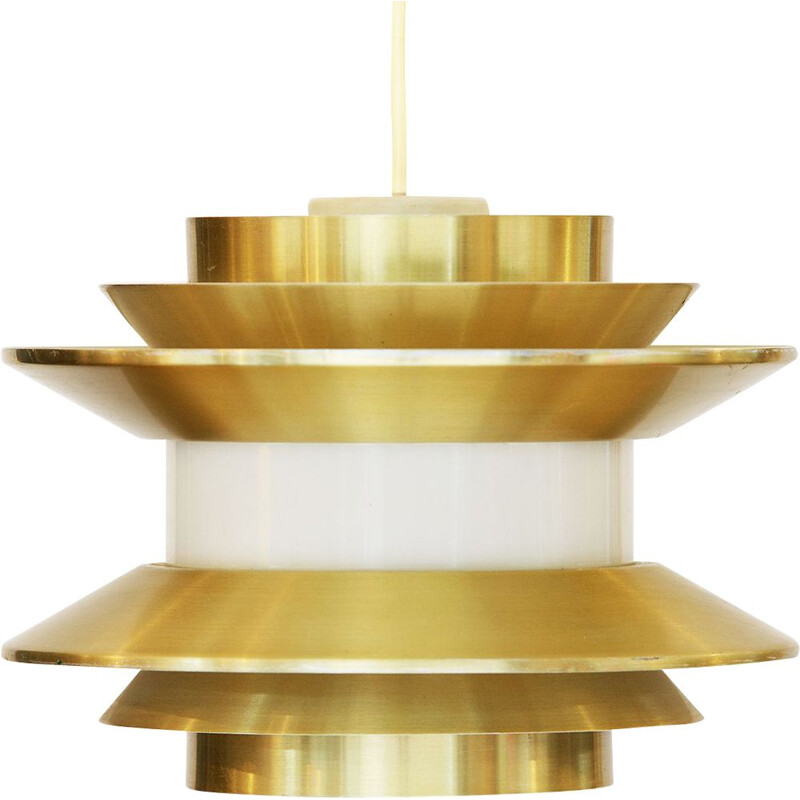 Vintage gold aluminium Trava pendant lamp by Carl Thore for Granhaga Metallindustri, Sweden 1970