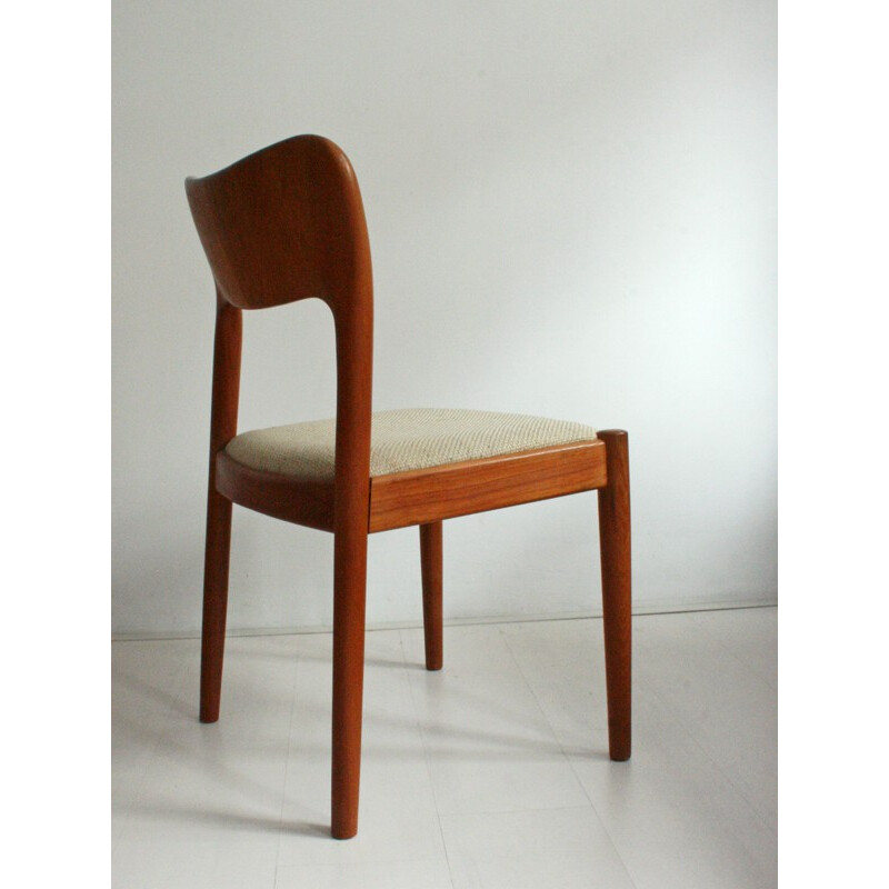 Koefoeds Hornslet Møbelfabrik set of 6 chairs in teak and wool, John MORTENSEN - 1980s