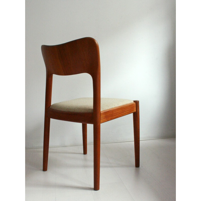 Koefoeds Hornslet Møbelfabrik set of 6 chairs in teak and wool, John MORTENSEN - 1980s