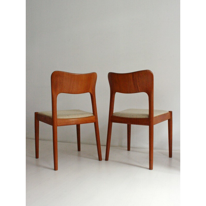 Koefoeds Hornslet Møbelfabrik set of 6 chairs in teak and wool, John MORTENSEN - 1980s