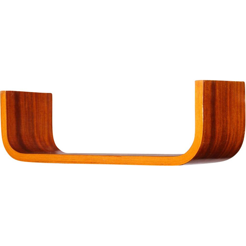 Vintage mahogany wall shelf by Ludvik Volak for Drevopodnik Holesov, 1960