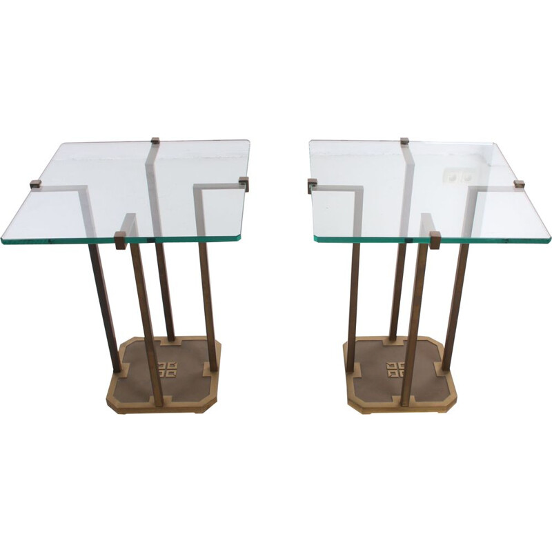 Pair of vintage side tables model T18 by Peter Ghyzcy