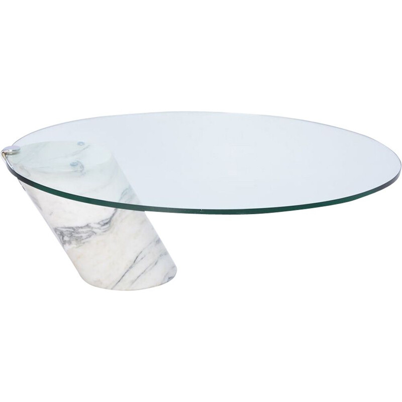 Vintage white marble and glass coffee table model K1000 by Ronald Schmitt, 1970