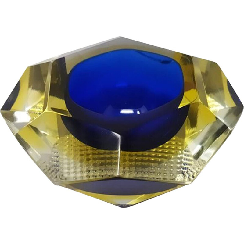 Vintage blue ashtray by Flavio Poli for Seguso 1960