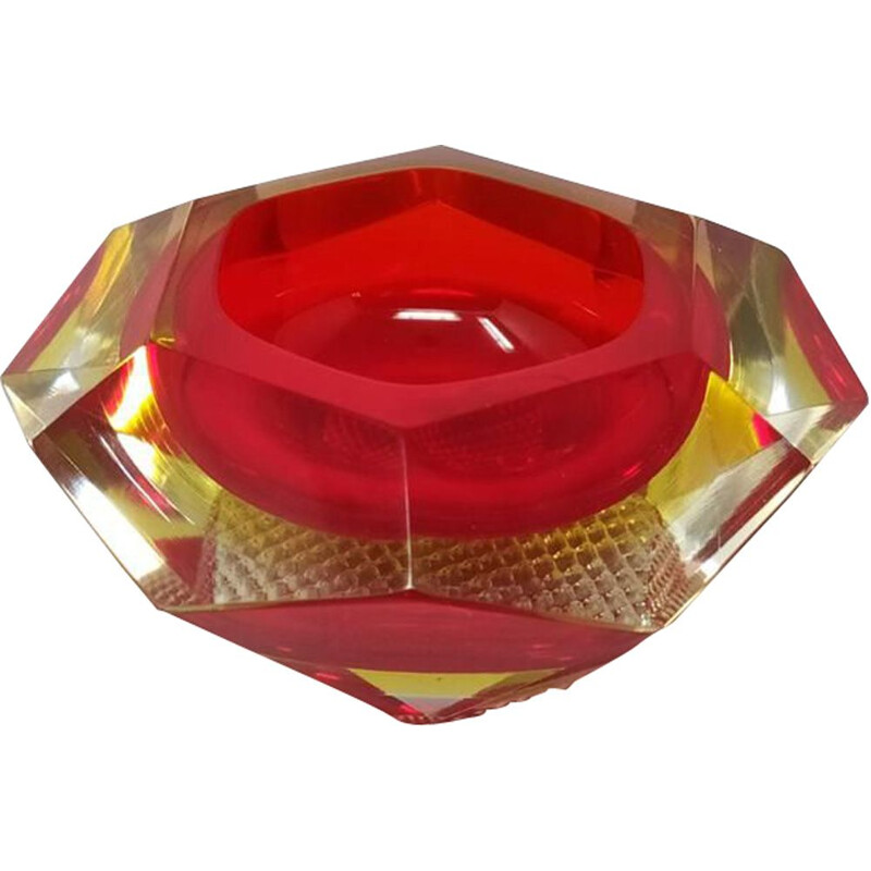 Vintage red ashtray from Flavio Poli for Seguso 1960