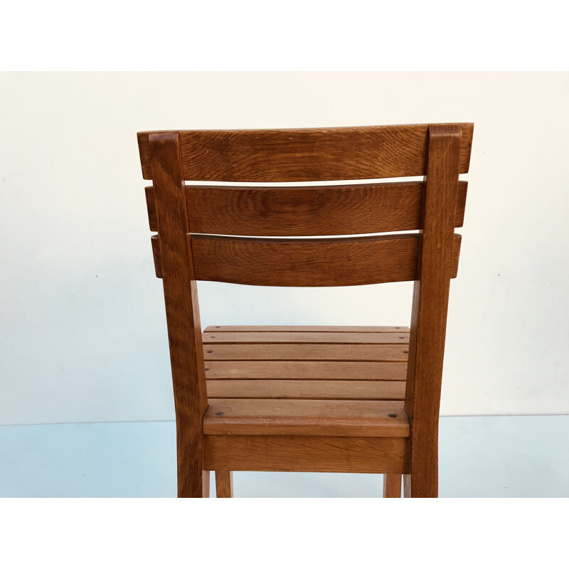 Suite of 6 vintage oak chairs by Charles Dudouyt for La Gentilhommière, France 1960