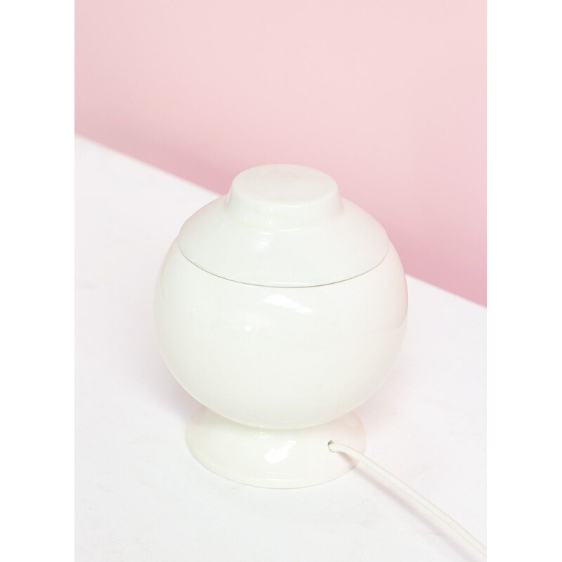 Lámpara de mesa vintage de cerámica blanca, Italia 1970