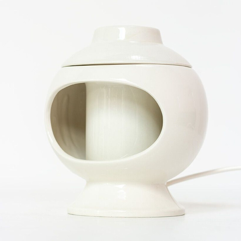 Vintage white ceramic table lamp, Italy 1970