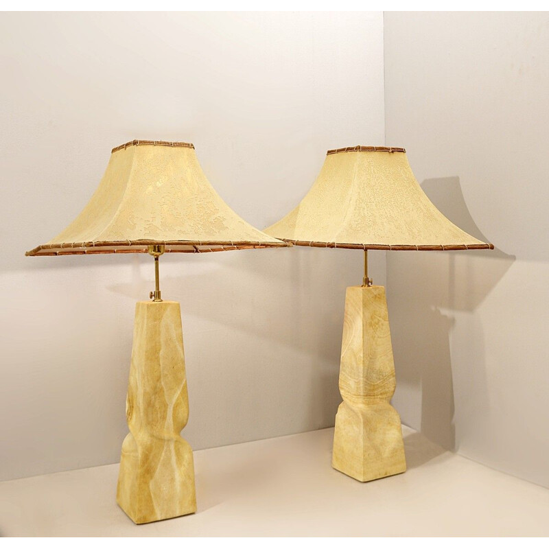 Large pair of Vintage Natural Desk Lamps 