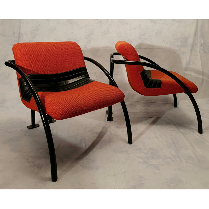 Pair Of Vintage Airborne Metal 1980 Armchairs