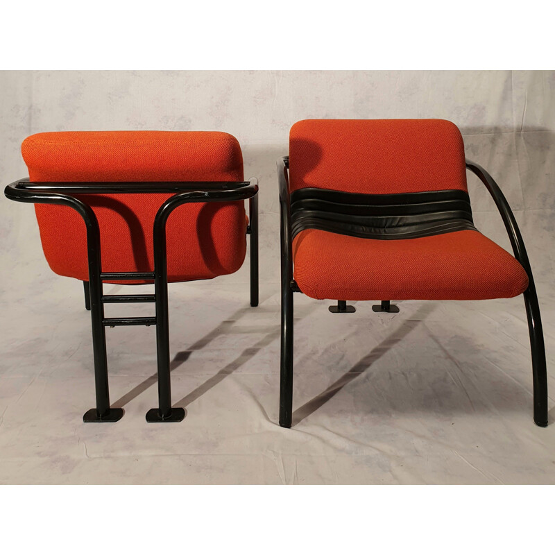 Pair Of Vintage Airborne Metal 1980 Armchairs