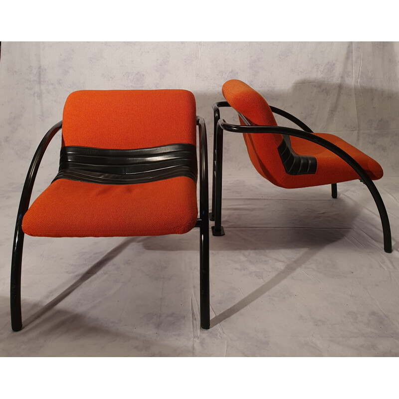 Pair Of Vintage Airborne Metal 1980 Armchairs